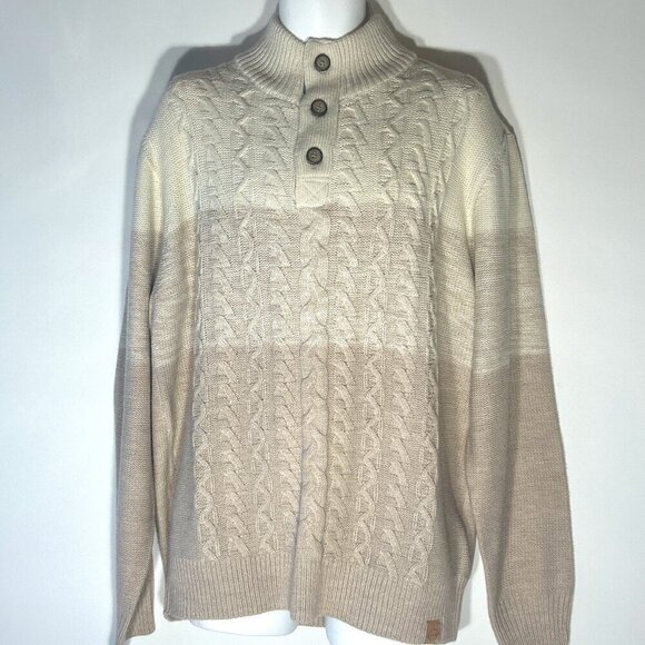 Weatherproof Vintage NWT SZ XL Natural button mock cable knit sweater timeless - Picture 3 of 14